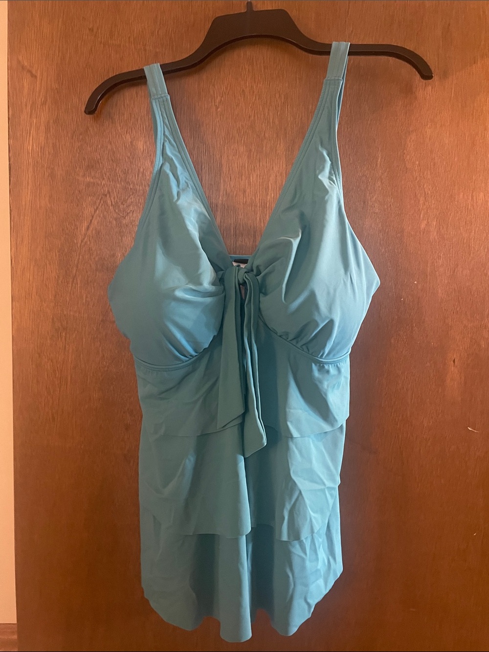 BloomChic Teal Ruffled tankini swim top